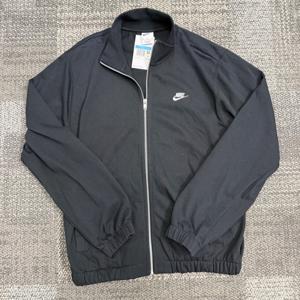 Nike Sportswear Black club knit Full Zip Jacket Mens Med FQ3426-010